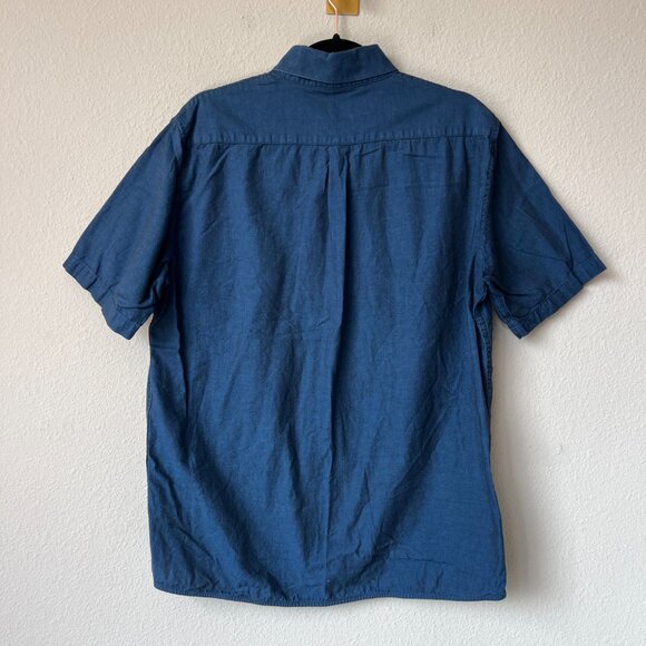 Criquet Navy Short Sleeve Cotton Button Down Shirt Size L - Picture 2 of 5